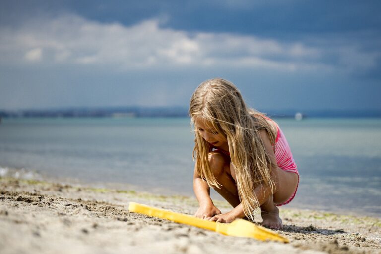 kid, beach, sand